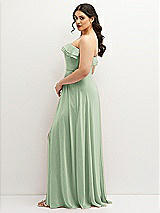 Side View Thumbnail - Celadon Tiered Ruffle Neck Strapless Maxi Dress with Front Slit