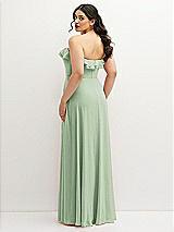 Rear View Thumbnail - Celadon Tiered Ruffle Neck Strapless Maxi Dress with Front Slit