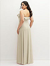 Rear View Thumbnail - Champagne Tiered Ruffle Neck Strapless Maxi Dress with Front Slit