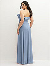 Rear View Thumbnail - Cloudy Tiered Ruffle Neck Strapless Maxi Dress with Front Slit