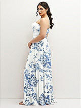 Side View Thumbnail - Cottage Rose Dusk Blue Tiered Ruffle Neck Strapless Maxi Dress with Front Slit