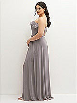 Side View Thumbnail - Cashmere Gray Tiered Ruffle Neck Strapless Maxi Dress with Front Slit