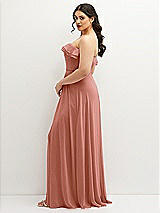 Side View Thumbnail - Desert Rose Tiered Ruffle Neck Strapless Maxi Dress with Front Slit