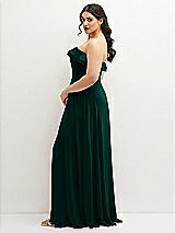 Side View Thumbnail - Evergreen Tiered Ruffle Neck Strapless Maxi Dress with Front Slit