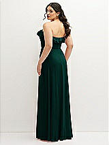 Rear View Thumbnail - Evergreen Tiered Ruffle Neck Strapless Maxi Dress with Front Slit