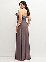 Rear View Thumbnail - French Truffle Tiered Ruffle Neck Strapless Maxi Dress with Front Slit
