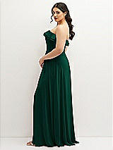 Side View Thumbnail - Hunter Green Tiered Ruffle Neck Strapless Maxi Dress with Front Slit