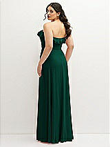 Rear View Thumbnail - Hunter Green Tiered Ruffle Neck Strapless Maxi Dress with Front Slit