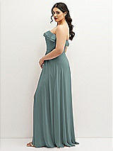 Side View Thumbnail - Icelandic Tiered Ruffle Neck Strapless Maxi Dress with Front Slit