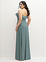 Rear View Thumbnail - Icelandic Tiered Ruffle Neck Strapless Maxi Dress with Front Slit