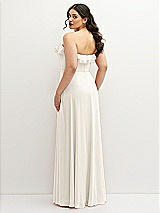 Rear View Thumbnail - Ivory Tiered Ruffle Neck Strapless Maxi Dress with Front Slit