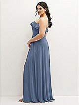 Side View Thumbnail - Larkspur Blue Tiered Ruffle Neck Strapless Maxi Dress with Front Slit