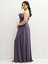 Side View Thumbnail - Lavender Tiered Ruffle Neck Strapless Maxi Dress with Front Slit