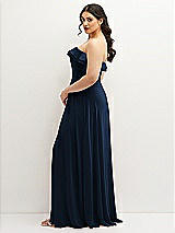 Side View Thumbnail - Midnight Navy Tiered Ruffle Neck Strapless Maxi Dress with Front Slit
