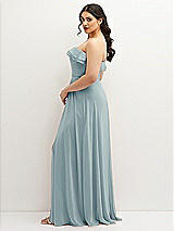 Side View Thumbnail - Morning Sky Tiered Ruffle Neck Strapless Maxi Dress with Front Slit
