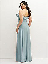 Rear View Thumbnail - Morning Sky Tiered Ruffle Neck Strapless Maxi Dress with Front Slit