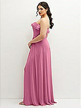 Side View Thumbnail - Orchid Pink Tiered Ruffle Neck Strapless Maxi Dress with Front Slit