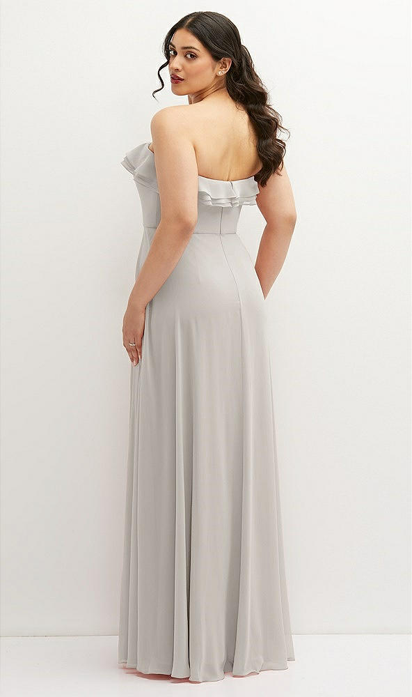 Back View - Oyster Tiered Ruffle Neck Strapless Maxi Dress with Front Slit