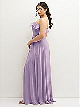 Side View Thumbnail - Pale Purple Tiered Ruffle Neck Strapless Maxi Dress with Front Slit