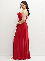 Side View Thumbnail - Parisian Red Tiered Ruffle Neck Strapless Maxi Dress with Front Slit