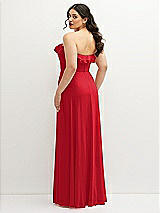 Rear View Thumbnail - Parisian Red Tiered Ruffle Neck Strapless Maxi Dress with Front Slit