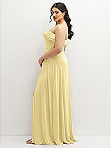 Side View Thumbnail - Pale Yellow Tiered Ruffle Neck Strapless Maxi Dress with Front Slit