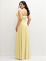 Rear View Thumbnail - Pale Yellow Tiered Ruffle Neck Strapless Maxi Dress with Front Slit