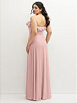 Rear View Thumbnail - Rose - PANTONE Rose Quartz Tiered Ruffle Neck Strapless Maxi Dress with Front Slit