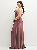 Side View Thumbnail - Rosewood Tiered Ruffle Neck Strapless Maxi Dress with Front Slit