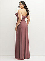 Rear View Thumbnail - Rosewood Tiered Ruffle Neck Strapless Maxi Dress with Front Slit
