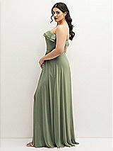 Side View Thumbnail - Sage Tiered Ruffle Neck Strapless Maxi Dress with Front Slit