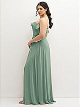 Side View Thumbnail - Seagrass Tiered Ruffle Neck Strapless Maxi Dress with Front Slit