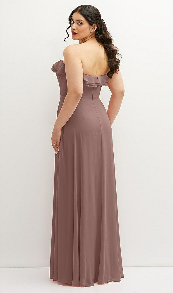Back View - Sienna Tiered Ruffle Neck Strapless Maxi Dress with Front Slit