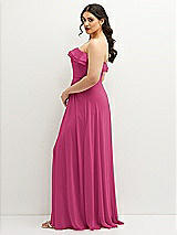 Side View Thumbnail - Tea Rose Tiered Ruffle Neck Strapless Maxi Dress with Front Slit