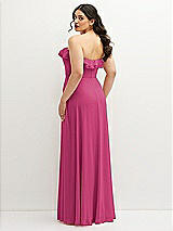 Rear View Thumbnail - Tea Rose Tiered Ruffle Neck Strapless Maxi Dress with Front Slit