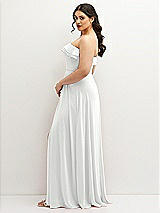 Side View Thumbnail - White Tiered Ruffle Neck Strapless Maxi Dress with Front Slit