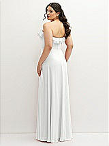 Rear View Thumbnail - White Tiered Ruffle Neck Strapless Maxi Dress with Front Slit