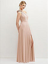 Side View Thumbnail - Cameo Handworked Flower Trimmed One-Shoulder Chiffon Maxi Dress