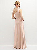 Rear View Thumbnail - Cameo Handworked Flower Trimmed One-Shoulder Chiffon Maxi Dress