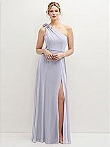 Front View Thumbnail - Silver Dove Handworked Flower Trimmed One-Shoulder Chiffon Maxi Dress