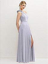 Side View Thumbnail - Silver Dove Handworked Flower Trimmed One-Shoulder Chiffon Maxi Dress