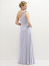 Rear View Thumbnail - Silver Dove Handworked Flower Trimmed One-Shoulder Chiffon Maxi Dress