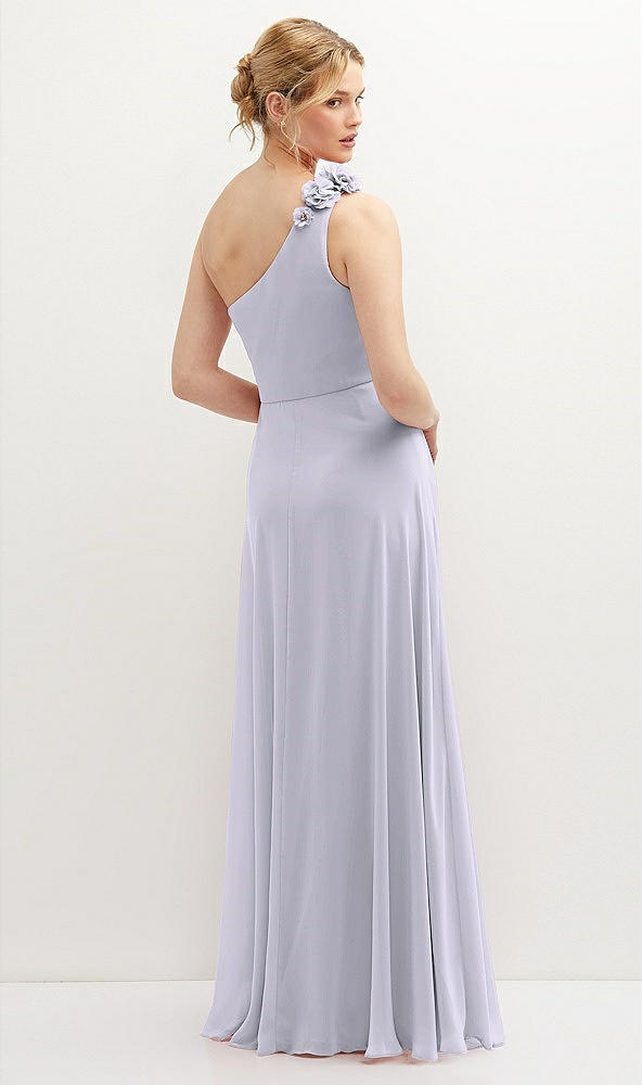 Back View - Silver Dove Handworked Flower Trimmed One-Shoulder Chiffon Maxi Dress