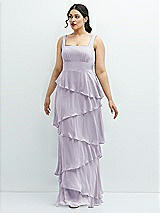 Front View Thumbnail - Moondance Asymmetrical Tiered Ruffle Chiffon Maxi Dress with Square Neckline