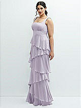 Side View Thumbnail - Moondance Asymmetrical Tiered Ruffle Chiffon Maxi Dress with Square Neckline