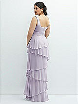 Rear View Thumbnail - Moondance Asymmetrical Tiered Ruffle Chiffon Maxi Dress with Square Neckline