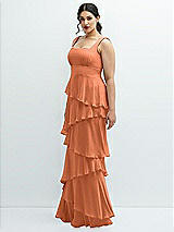 Side View Thumbnail - Sweet Melon Asymmetrical Tiered Ruffle Chiffon Maxi Dress with Square Neckline