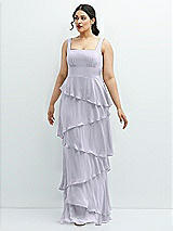 Front View Thumbnail - Silver Dove Asymmetrical Tiered Ruffle Chiffon Maxi Dress with Square Neckline