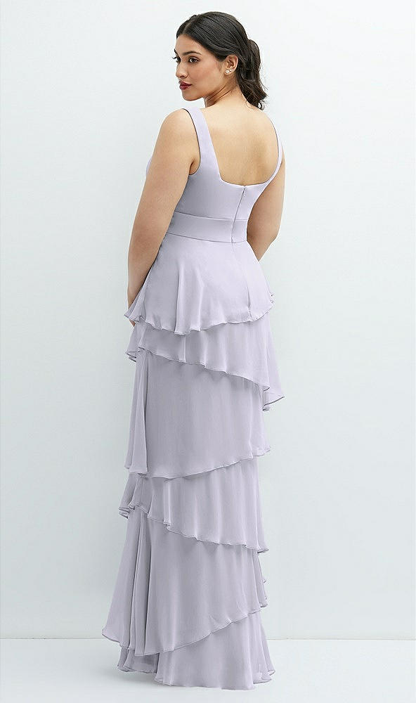 Back View - Silver Dove Asymmetrical Tiered Ruffle Chiffon Maxi Dress with Square Neckline