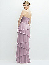 Rear View Thumbnail - Suede Rose Strapless Asymmetrical Tiered Ruffle Chiffon Maxi Dress